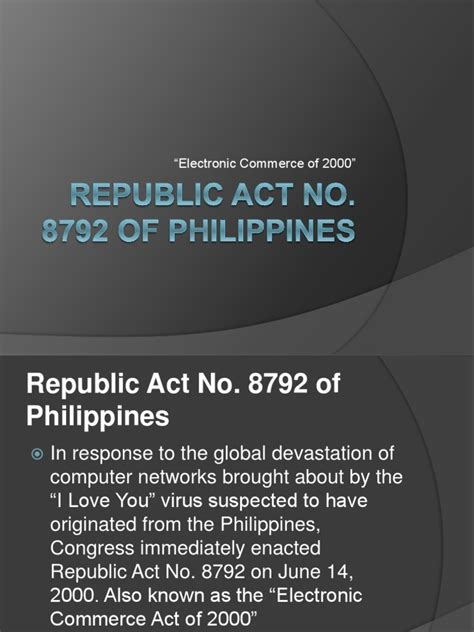 Republic Act No. 8792 of Philippines .